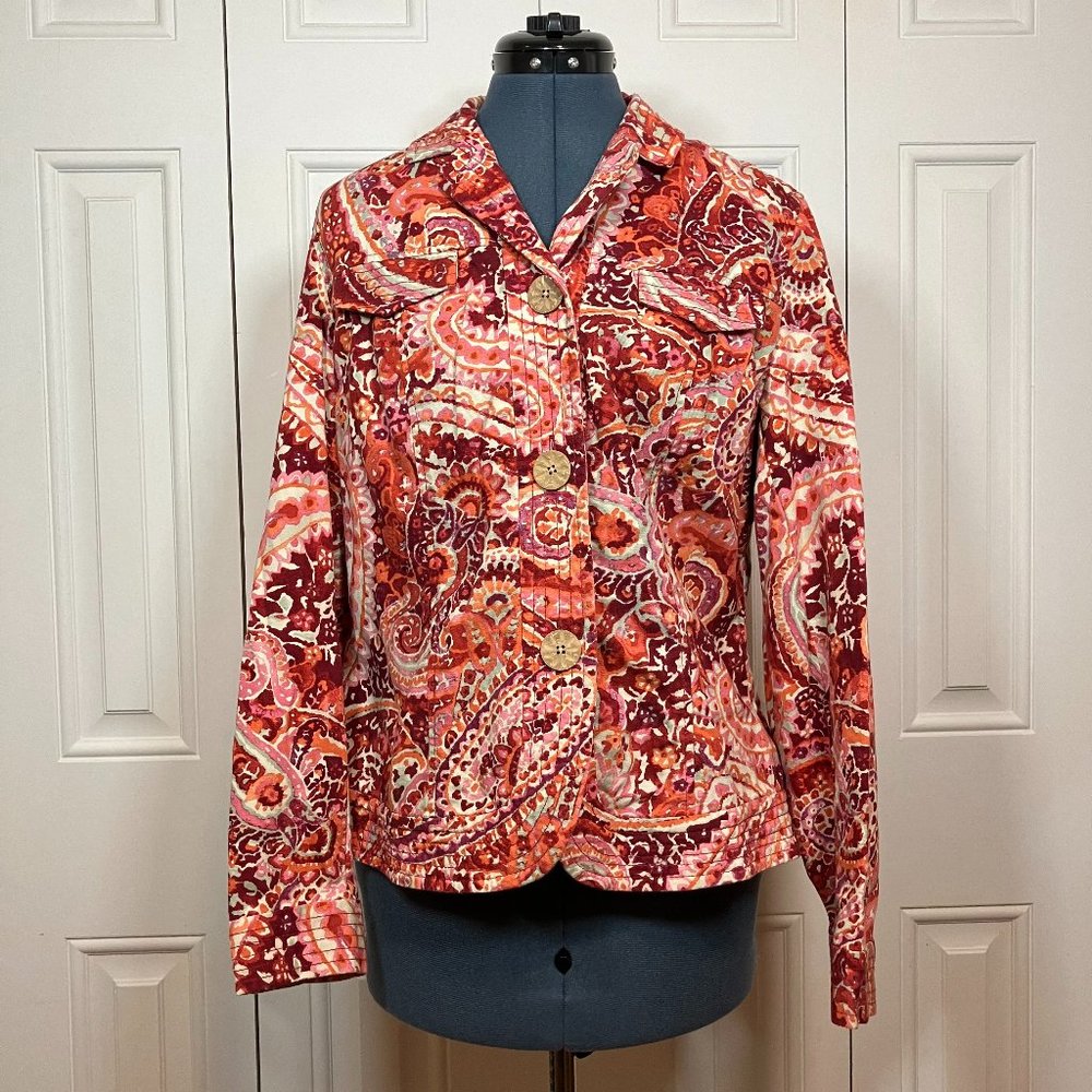 Coldwater Creek Paisley Cotton Jacket Sz 12